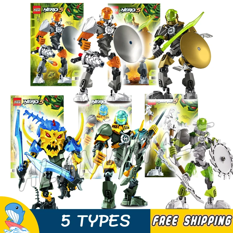 

5Types Hero Factory 5.0 ROCKA BULK BREEZ EVO AQUAGON Brain Attack Robots Model Building Blocks Gifts Bricks Compatible With Lego