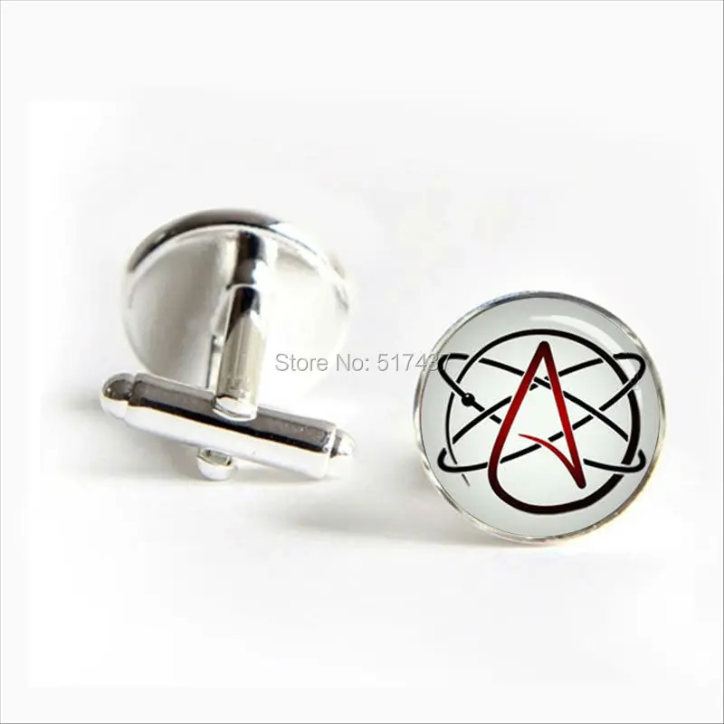 

2018 New Fashion Atheist Symbol Cufflinks Atheist Logo Cuff links Jewelry Shirt Cufflinks For Men's