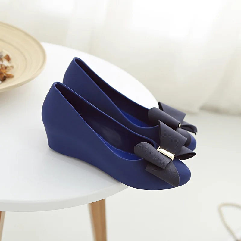 

Women's fashion slopes sandals Sweet bow tie jelly shoes lady casual Garden shoes Soft comfortable sandals girl Beach shoes
