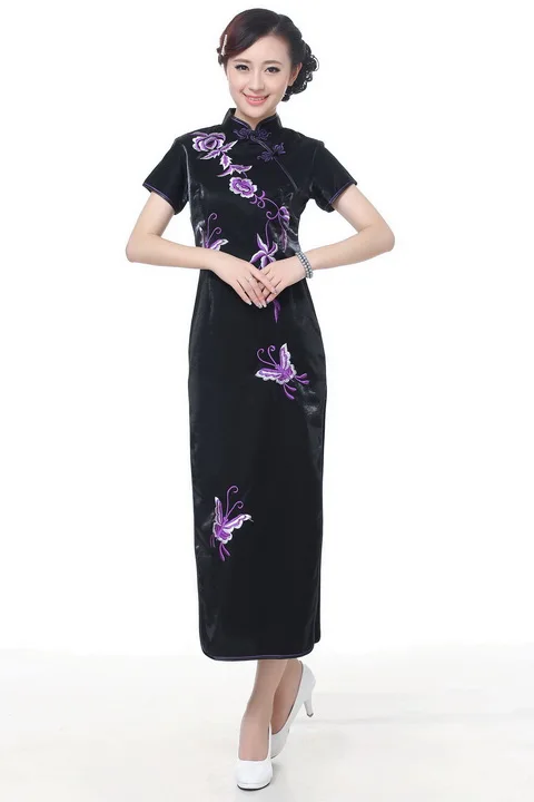 

Womans Fashion Brand Dress Chinese Traditional Style Embroider Butterfly Long Cheongsam Evening Dress Qipao S M L XL 2XL 3XL