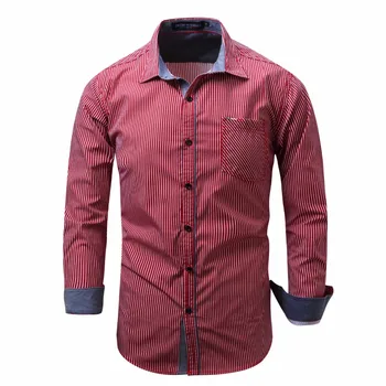

Fashion New 2017 Men Shirts Male Striped Formal Dress Shirt Long Sleeve Mens Brand Casual Shirts Plus Big Size US Size