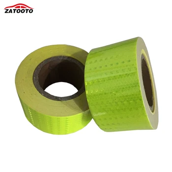 

(10 Rolls / Lot ) Fluorescence Yellow Reflective Tape Car Motorcycle Reflective Strip Stickers Car Styling 25m*7.5cm