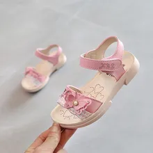 Летние сандалии для девочек; пляжные сандалии для принцессы с украшением в виде бабочки и жемчуга; детская обувь;# g40US