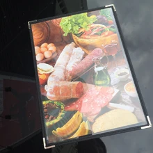 1 sheet 2 View PVC A4 Menu Covers Fits A4 Paper Protective corner restaurant book black/blue/silver/gold/orange PU leather edge
