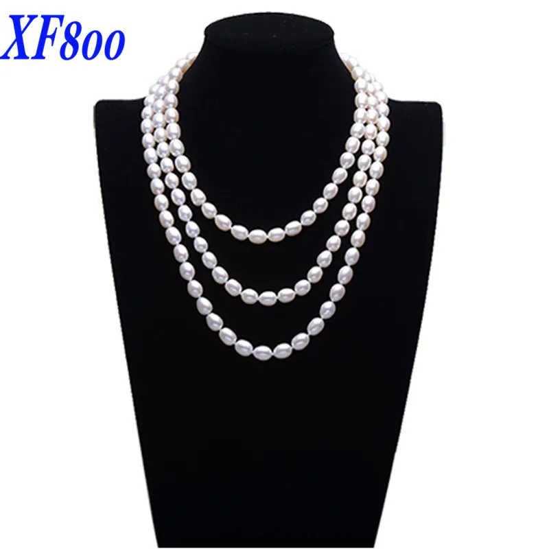 XF800 3 size Natural freshwater pearl long necklace ,150cm drop shape pearl sweater necklace for party S95 XF800 3 size Natural freshwater pearl long necklace ,150cm drop shape pearl sweater necklace for party S95