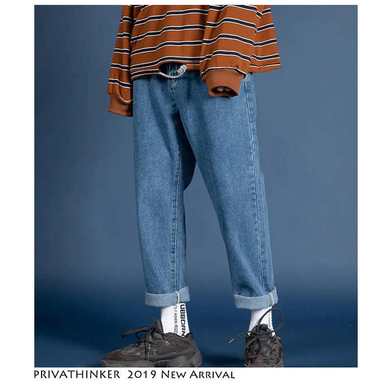 50% OFF Privathinker Men Streetwear Blue Jeans 2019 Women Black Jeans Korean Fashions Harem Pants Male Denim Pants OverSize