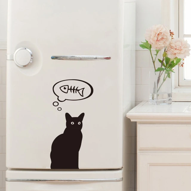 Stickers-frigo-chat-gourmand Vinyl Wall Decals Home Decor Wallpaper Fridge  Wall Decor for Kitchen tile Poster Decoration - AliExpress