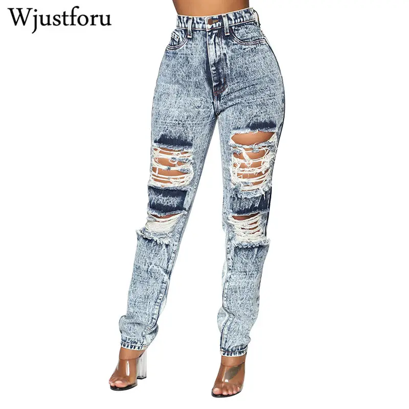 

Wjustforu Bodycon Hole Jeans Pants Women Sexy Fashion Denim Pencil Pants Female Hollow Out Casual Jeans Long Pants Vestidos