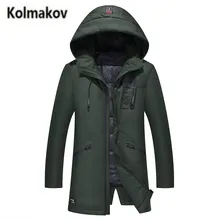 KOLMAKOV 2017 new winter high quality men’s fashion letter printed hooded down jacket,50% white duck down coats long warm parkas