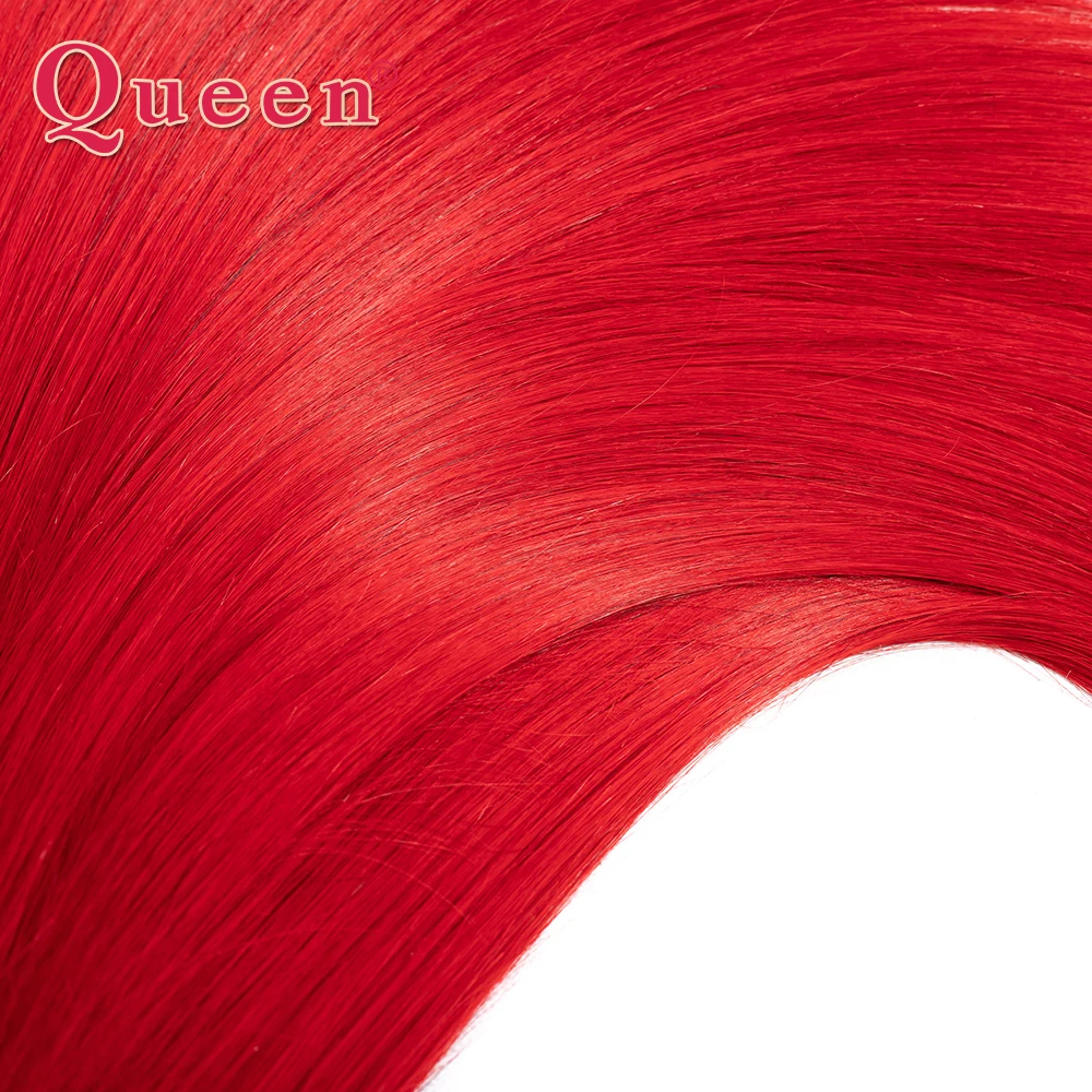 Queen Hair Products Remy Ombre Red Hair Bundles With Closure 3 Bundles With Closure Dark Roots Queen Red Peruvian Straight Hair