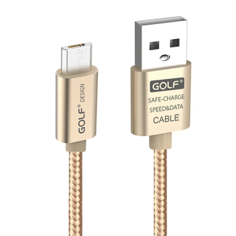 Golf 3 м Быстрая Зарядка Micro USB кабель синхронизации данных для Xiaomi 3 4 samsung S6 S7 LG G3 Android телефон зарядное устройство металлический Плетеный USB кабель - Цвет: Gold
