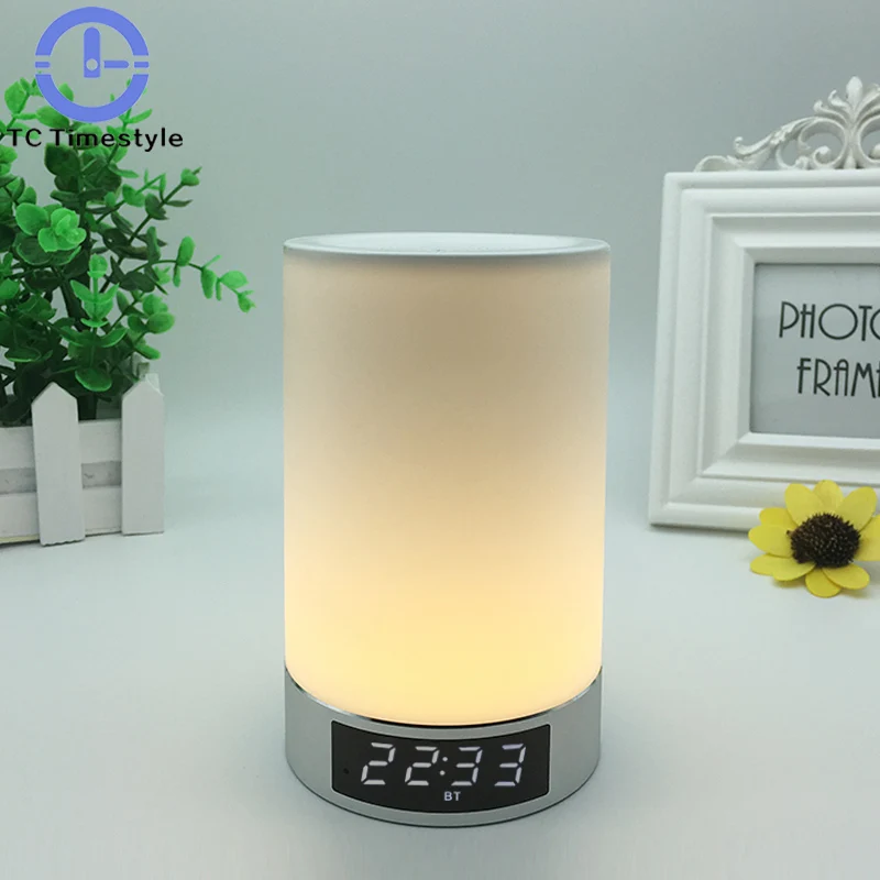 

Super Long Standby Rechargeable Bluetooth Table Lamp Audio Touch Dimming Clock Alarm Clock Speaker Top Bedside Small Night Lamp