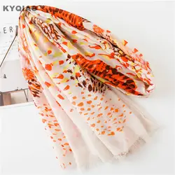 KYQIAO женские леопардовые шарф женский на осень-зиму Испания Стиль Длинные Мода печатных шеи шарф шейный платок
