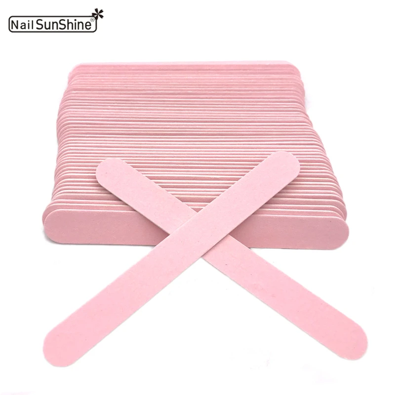 

50pcs Thick Wood Nail Files Artificial Nail Tips File 240/240 Disposable Cuticle Remover Pink Nail Art Styling Tool Beauty Salon