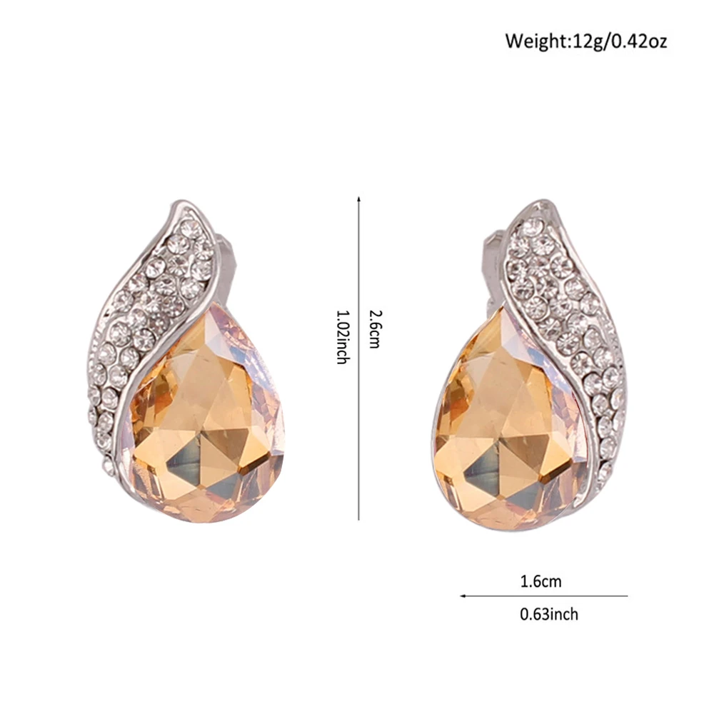 High-grade Silver Plated Rhinestone Crystal Tear Drop Clip on Earrings No Pierced for Women Wedding Luxury No Hole Earring