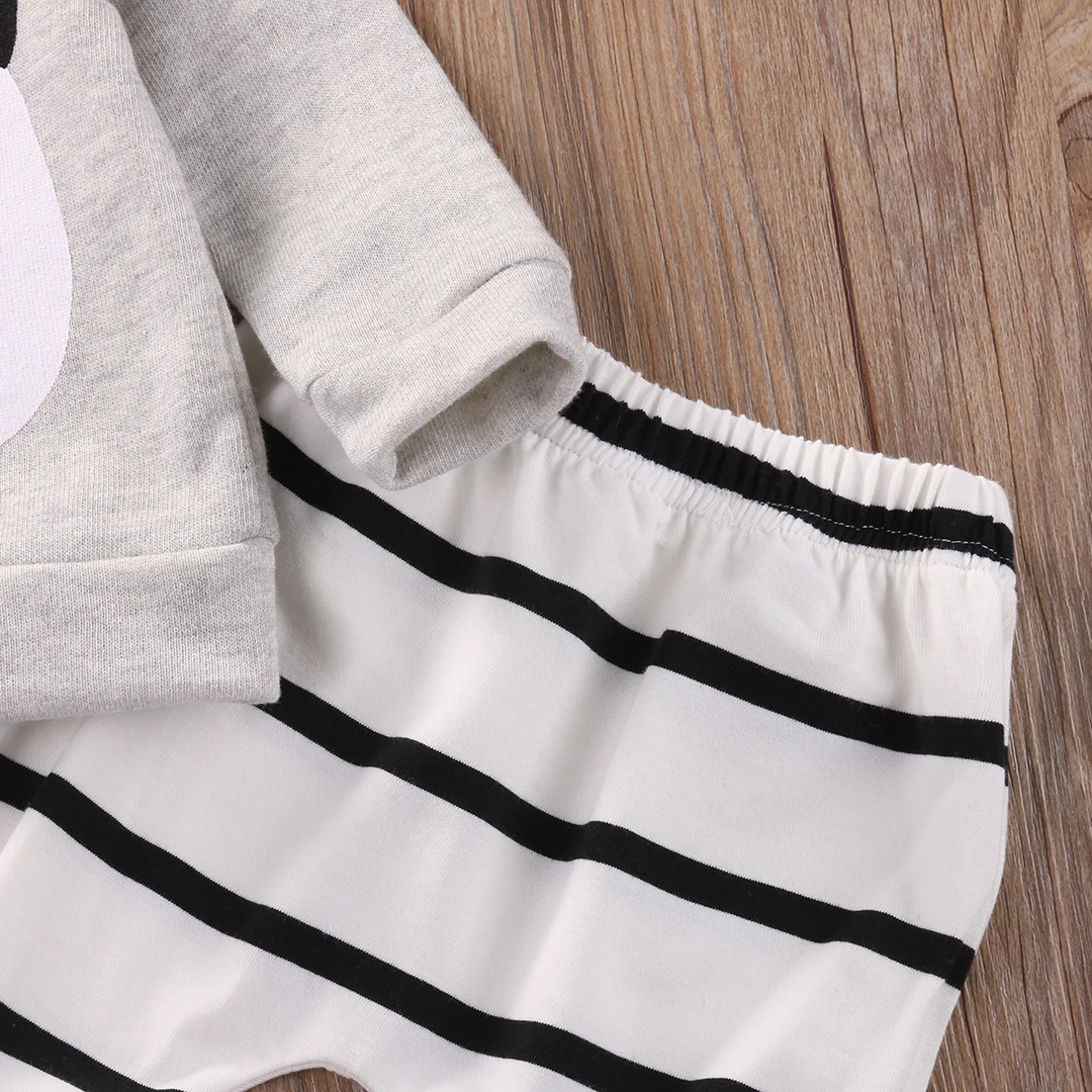 2Pcs Cute Newborn Infant Baby Boy Girl Panda Long Sleeve T-shirt Striped Pants Outfit Clothes Set 2Pcs Cute Newborn Infant Baby Boy Girl Panda Long Sleeve T-shirt Striped Pants Outfit Clothes Set