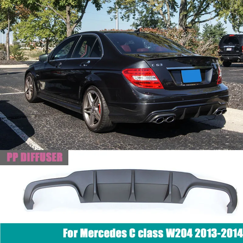 

Mercedes W204 C63 AMG style plastice PP rear bumper diffuser for 2012-2014 benz C180 C200 C280