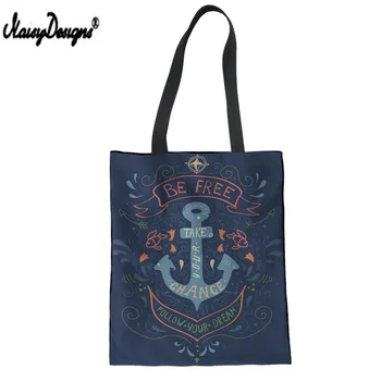 

NOISYDESIGNS Canvas Shoulder bag Brand For Women Art Anchor Pattern Totes Girls Custom Michael bag Female Summer Luxury bag