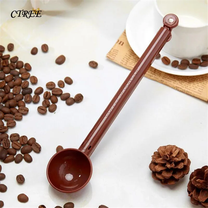 

CTREE 1 Pcs Creative Multifunction Food Spice Spoons Hanging Hole Sealing Clip Coffee Powder Plastic Measuring Spoon Tools C596