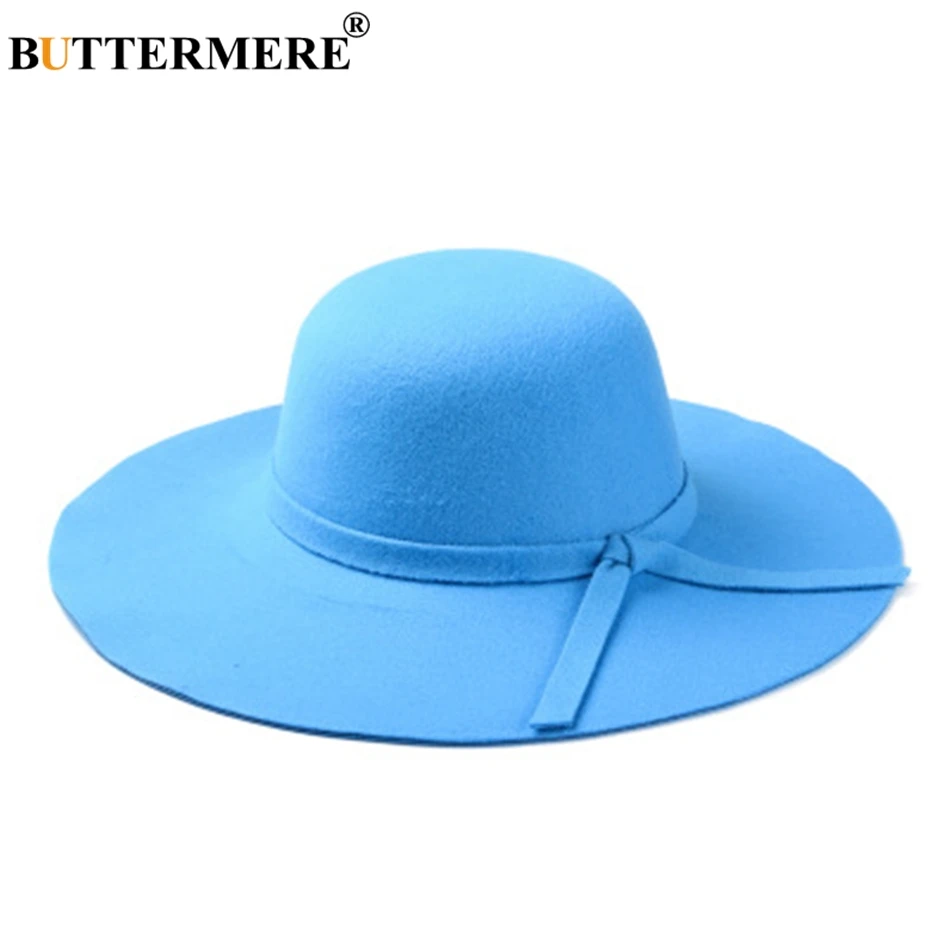 BUTTERMERE, Женская шерстяная фетровая шляпа, Королевский синий цвет, зимние элегантные винтажные шапки с широкими полями, британский галстук-бабочка, фетровые шапки для женщин
