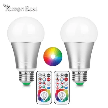 

2PCS 10W E27 RGBW LED Bulb Light Controllers and Wall Switch Dual Memory Function AC 85-265V RGB + Cool White