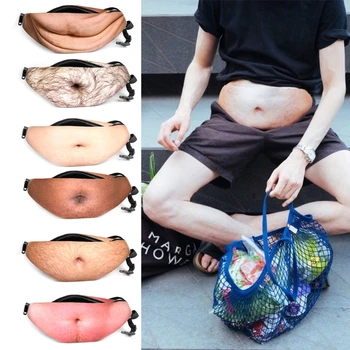 

3D PU Leather Waist Bag Beer Belly Shaped Pack Men's Bag Wallet Travel Mobile Phone Bag Belly Storage Bag Package Organizer