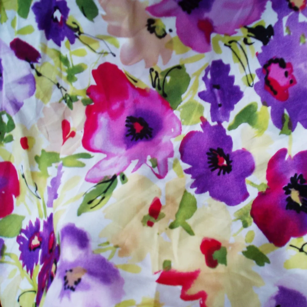 cotton silk fabric print big flower 140 cm width in Fabric from Home