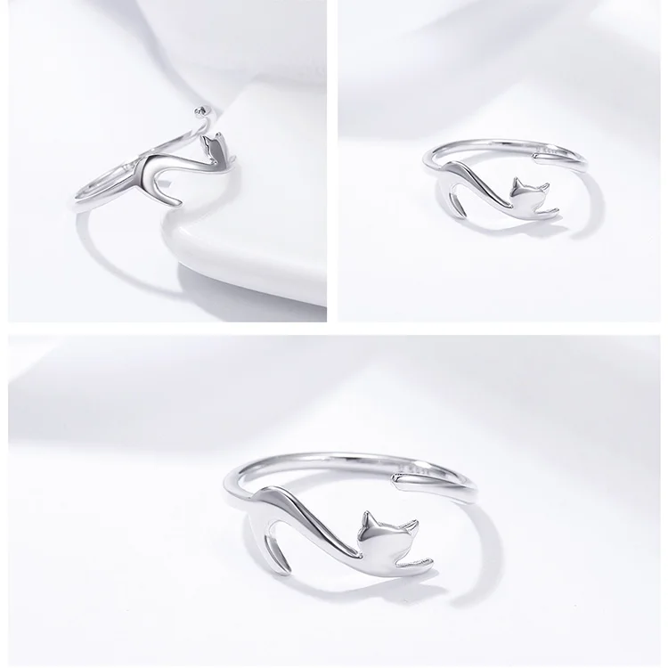 WOSTU 925 пробы Серебряное липкое кольцо с длинным хвостом для женщин регулируемое S925 Серебряное кольцо ювелирное изделие подарок FIR220