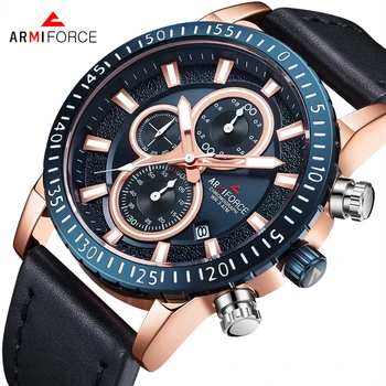 

ARMIFORCE Analog Quartz Wrist Watch Men's Chronograph Fashion Business Watch Casual Sport Leather Men's Waterproof Clock Watch