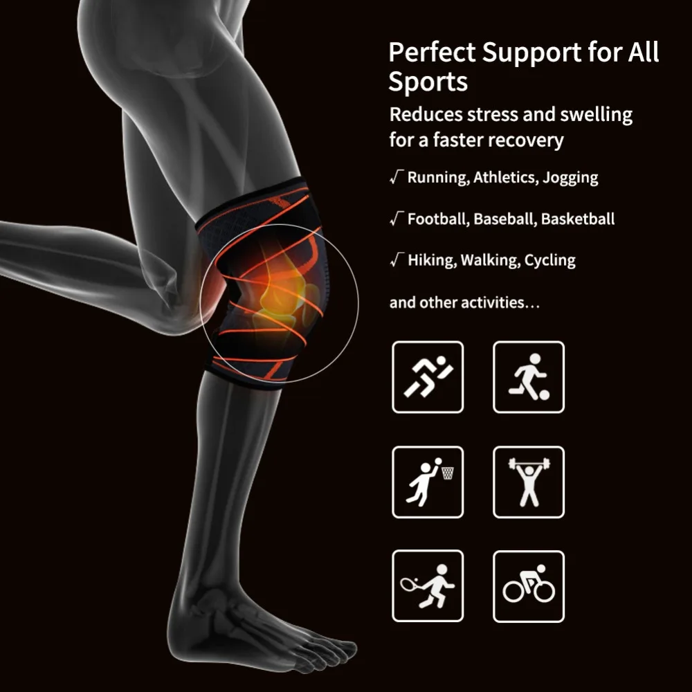 SKL Hiking, Jogging, Running, Basketball, Netball, Squash Knee Brace Support Anti Slip with Detachable Strap for Arthritis Pain SKL Hiking, Jogging, Running, Basketball, Netball, Squash Knee Brace Support Anti Slip with Detachable Strap for Arthritis Pain