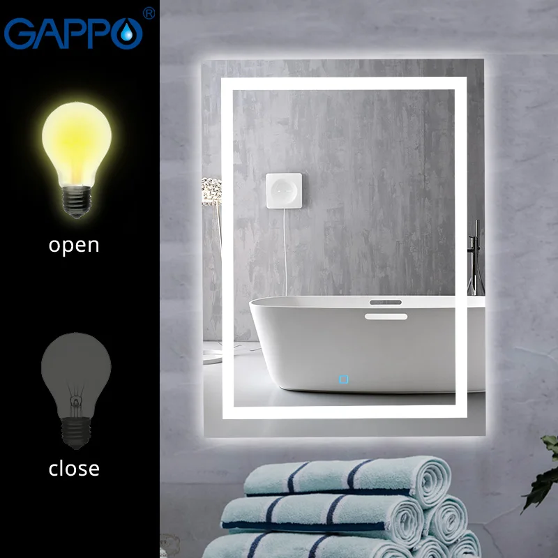 Gappo зеркала светодиодный ванной зеркала свет макияж зеркало огни ванная комната зеркала прямоугольник