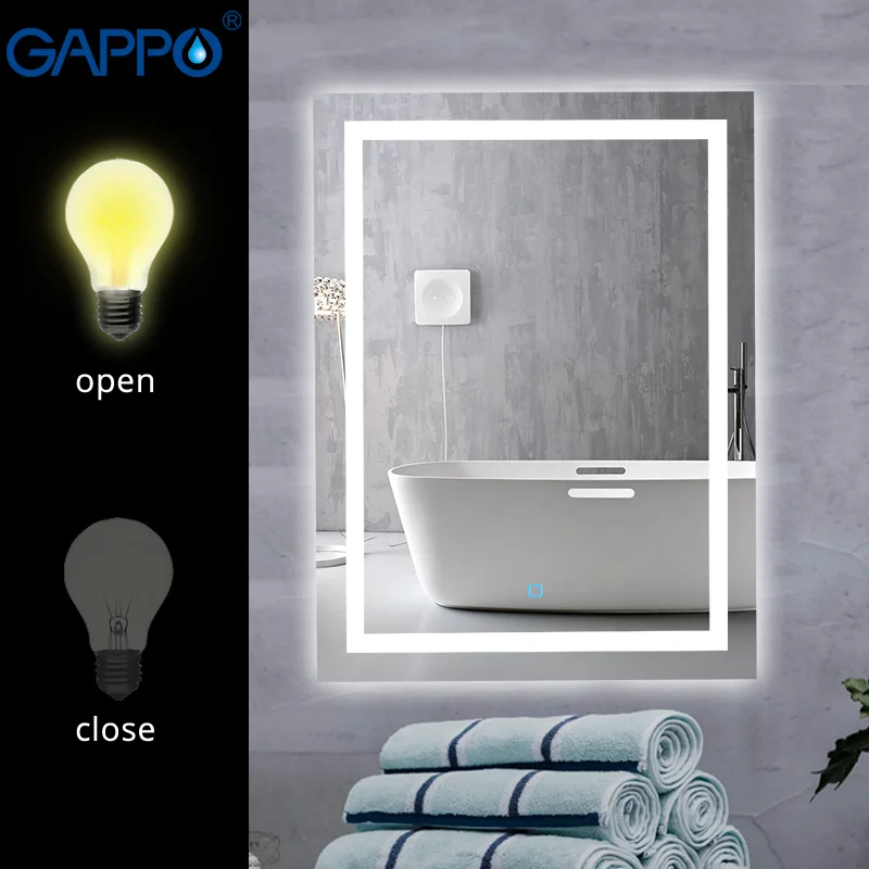 Gappo حمام مرايا LED مرايا مرآة مكياج خفيفة أضواء مرايا الحمام المستطيل Gappo حمام مرايا LED مرايا مرآة مكياج خفيفة أضواء مرايا الحمام المستطيل