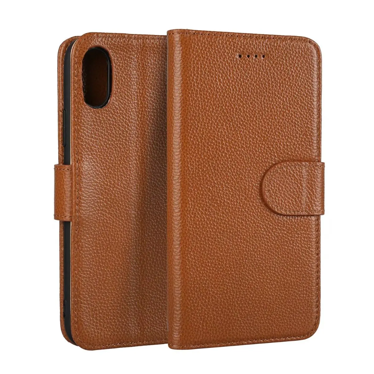 For iPhone X i8 flip case litchi Pattern Genuine cowhide leather wallet