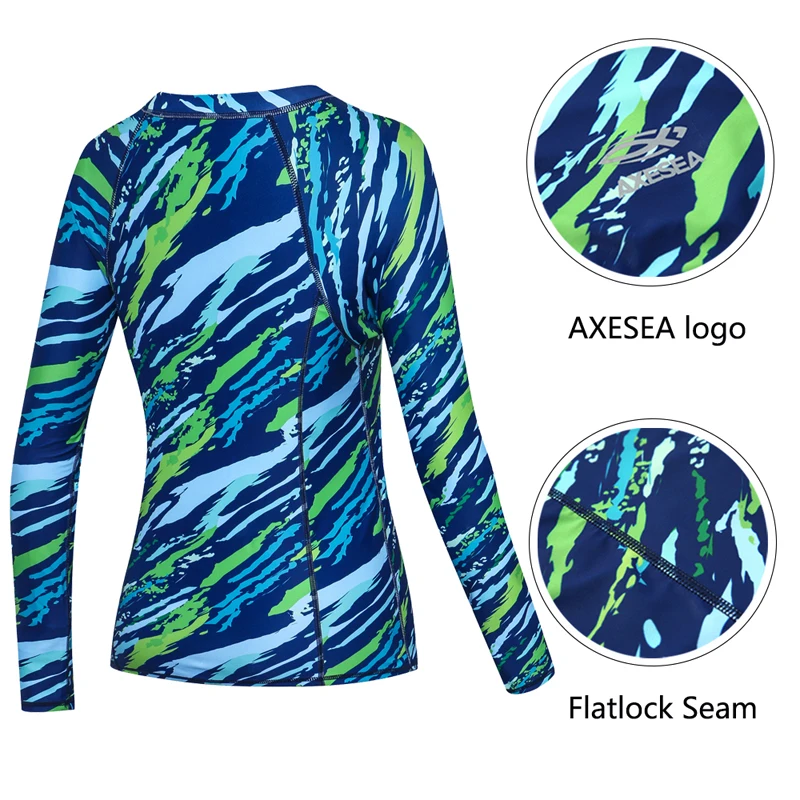 Женский купальник с длинным рукавом молнией и принтом|rashguard women|rash guardrashguard women long