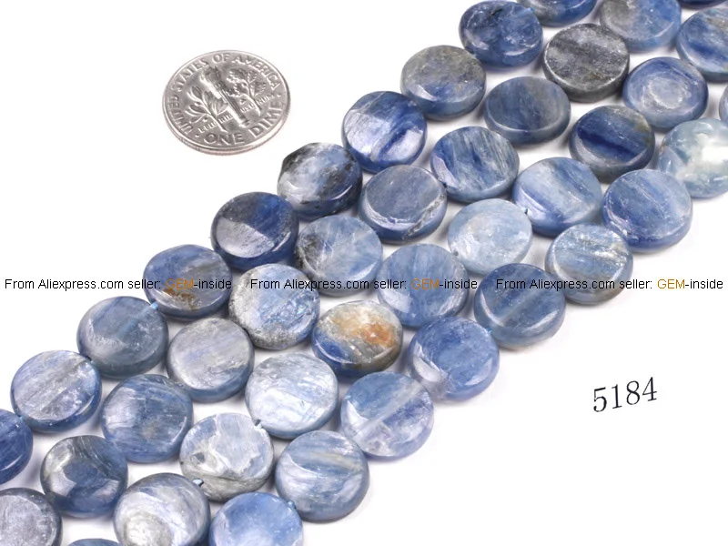 Coin Kyanite Beads Blue Round Beads Fashion Jewelr...