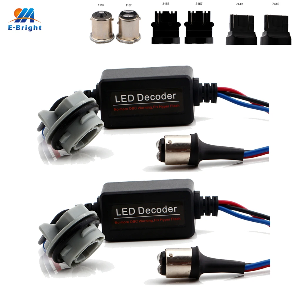 

2PCS 1156 BA15S BAU15S 1157 3156 3157 7440 7443 Load Resistor LED Decoder NO OBC Error Fix Hyper Flash For LED Turn Lights 9-36V