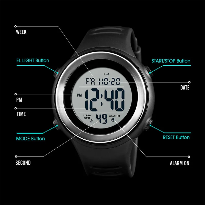 SKMEI Men Military Sports Watch Luxury LED Luminous Digital Waterproof Mens Watches Countdowns Relogio Masculino