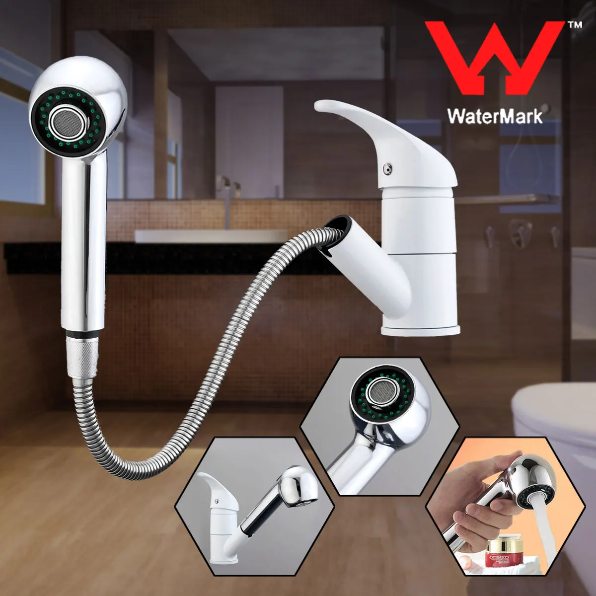 

Pull Out Spray 360Rotation Spout Kitchen Sink Basin Water Faucet Taps Bathroom Chrome Finished Cold And Hot Mixer Tap Faucet