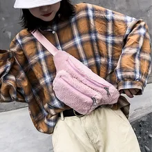 Осенне-зимний Стиль поясная сумка высокое имитация шерсти поясная сумка Bananka Путешествия сумка-кошелек на пояс Для женщин Подиум торговый живота группа поясная сумка