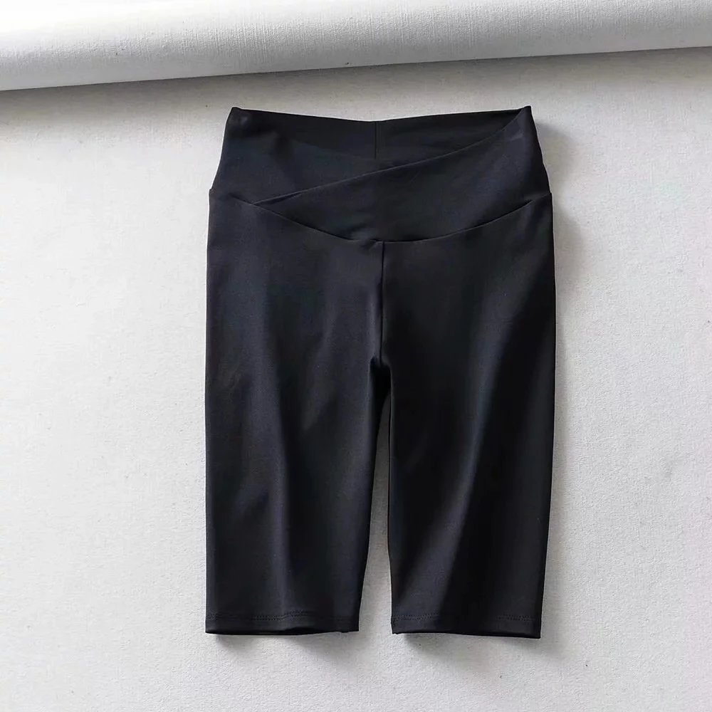 Летние винтажные хлопковые однотонные черные шорты женские шикарные складные шорты с высокой талией Женские повседневные обтягивающие байкерские шорты корейские