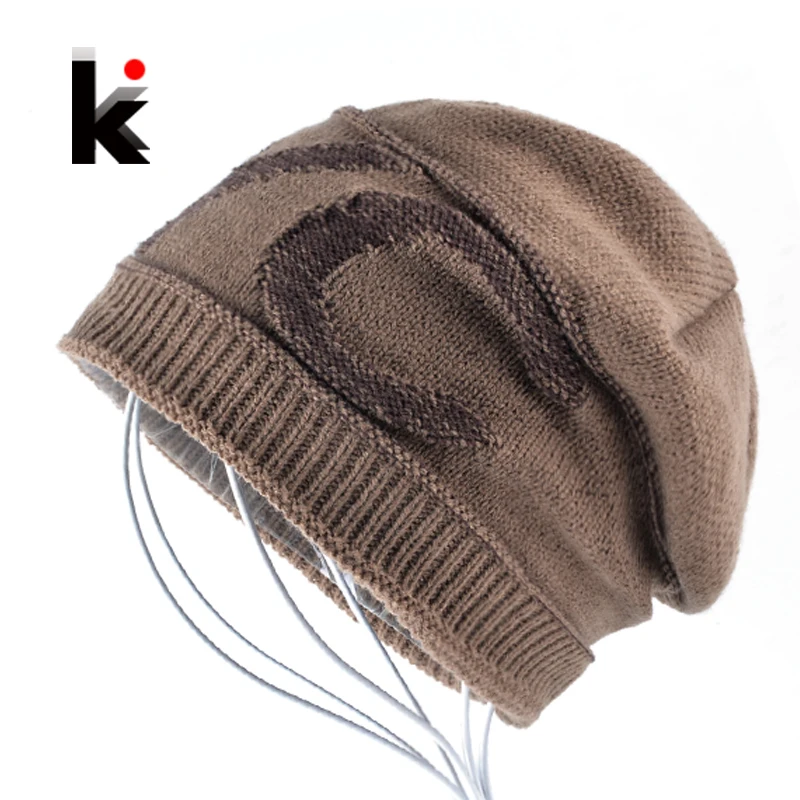 

Knitted Beanies Mens Winter Thick Add Velvet Bonnet Hat For Men Knitting Letter Skullies Cap Women Hip Hop Bone Gorros Boys