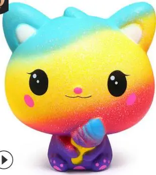 Jumbo Smiley Rainbow Squishy медленно поднимающийся имитационный хлеб торт ароматическая забавная игрушка для снятия стресса для детей детская игрушка - Цвет: ice cream cat