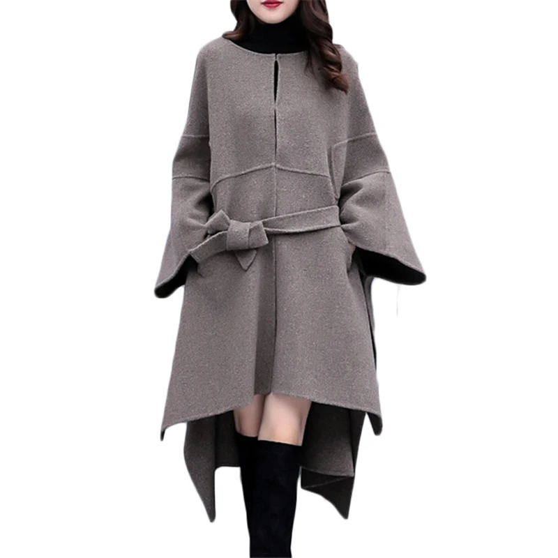 

Plus size Women Cloak woolen coat Autumn Winter New popular Woolen coat Women's Korean Loose Long High quality Overcoat 3XL 1042