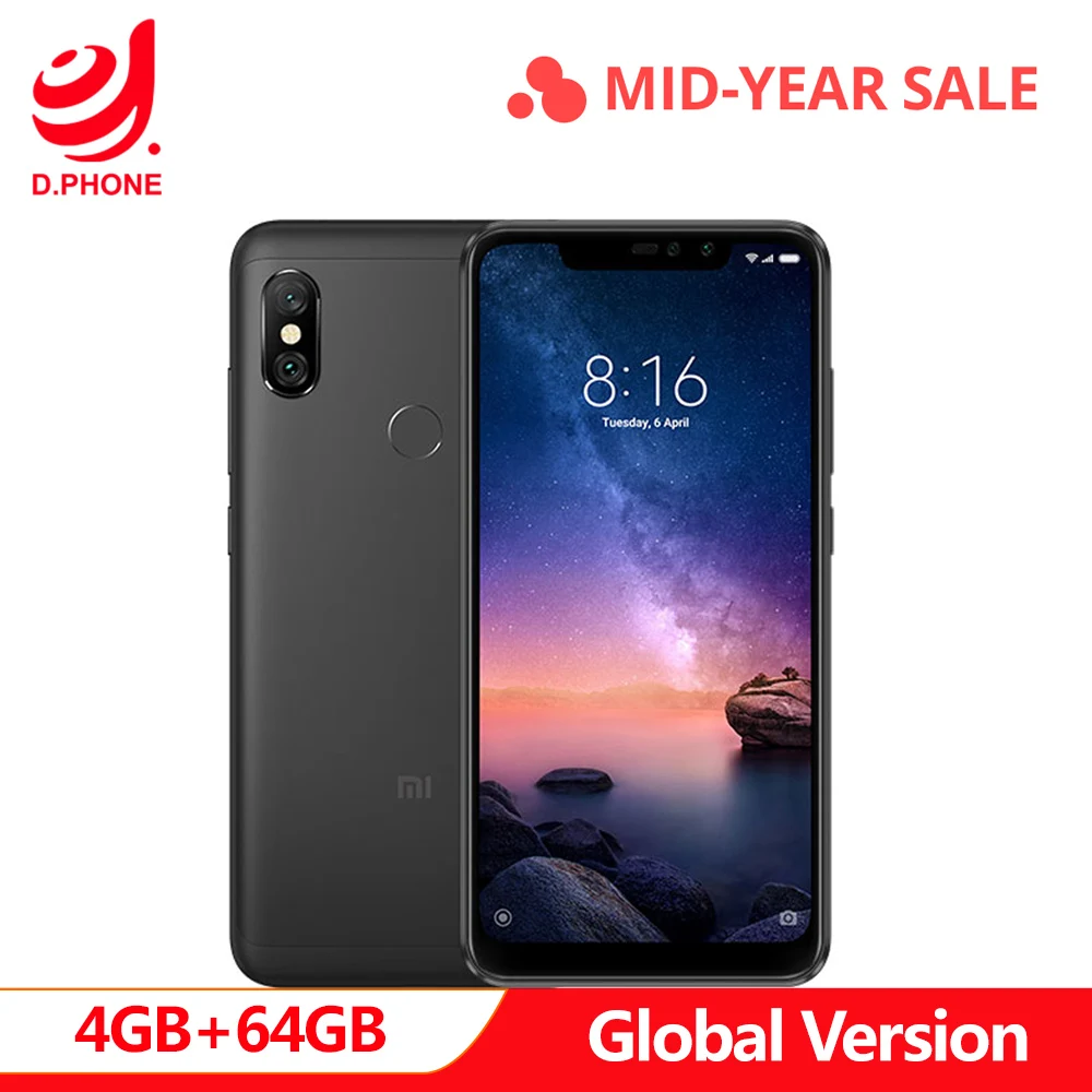 

Turkey 3~7 Work Days Global Version Xiaomi Redmi Note 6 Pro 4GB 64GB Snapdragon 636 Octa Core Full Screen 4000mAh Smartphone