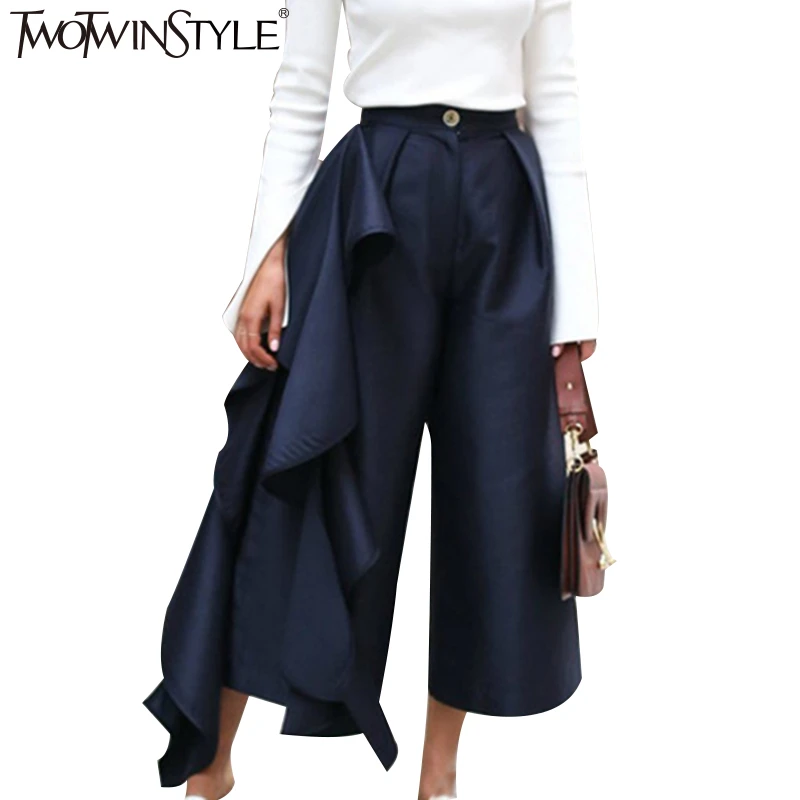 high waisted ruffle trousers