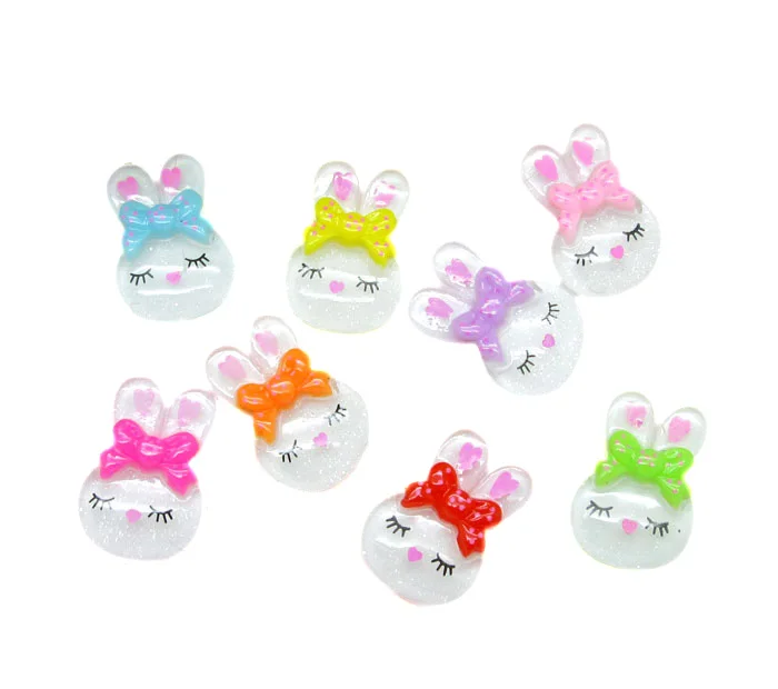 50Pcs Mixed Resin Rabbit Decoration Easter Crafts Flatback Cabochon Scrapbooking Embellishments Beads Diy Accessories