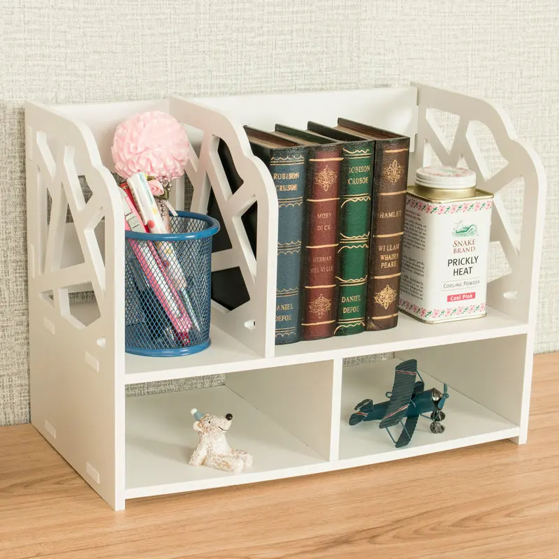 

Desktop simple bookshelf triangle storage rack Wood plastic board desktop small bookshelf lo8291042