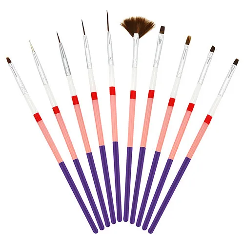 Atacado Novo Excelente Unha Art Pen 5 Cores Gel Acrílico Pintura Polish Drawing Escova Manicure Escovas 100 Conjuntos 10 Pcs
