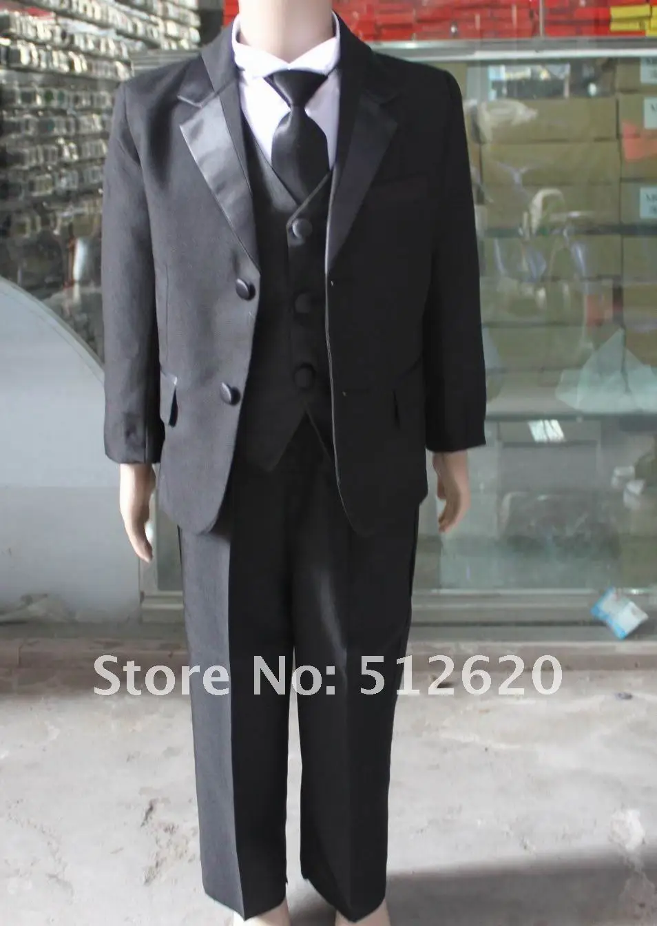 NEW BLACK TUXEDO BOY'S FORMAL SUIT size 2 4 6 8 10 12 14 kid blazer