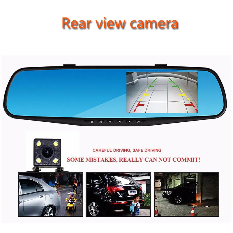 Jiluxing H03S FHD 1080P Автомобильный видеорегистратор 4," Автомобильные камеры зеркало заднего вида Две камеры видеорегистратор Автомобильный регистратор